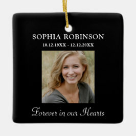 Ornamento De Cerâmica Para sempre em nosso Cardíaco Foto Memorial Keepsa