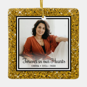 Ornamento De Cerâmica Para Sempre No Nosso Dourado Memorial Glitter
