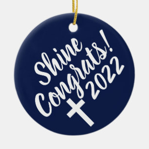 Ornamento De Cerâmica Parabéns Azuis Escuros Bíblia de Graduação Ver