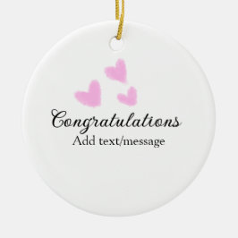 Ornamento De Cerâmica Parabéns cor-de-rosa