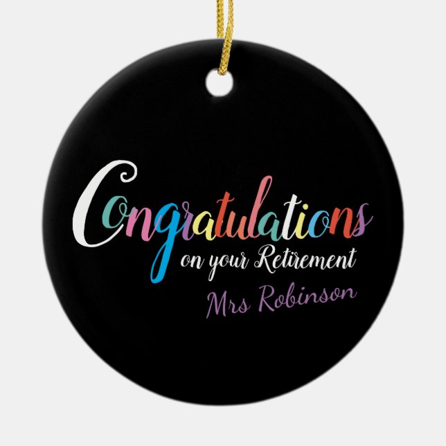 Ornamento De Cerâmica Parabéns de aposentadoria de professores (Frente)