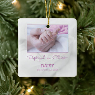 Ornamento De Cerâmica Parabéns de batismo para bebês personalizados