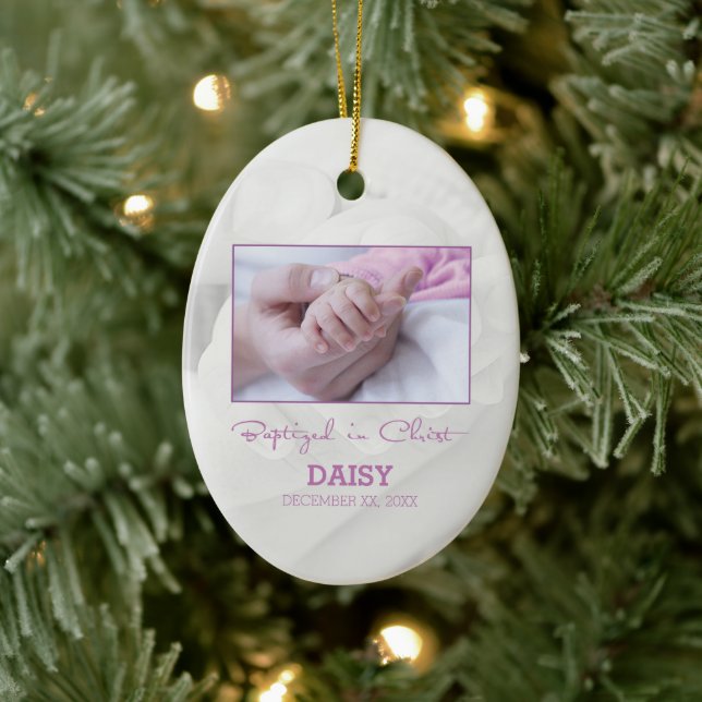 Ornamento De Cerâmica Parabéns de batismo para bebês personalizados (Árvore)