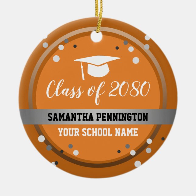 Ornamento De Cerâmica Parabéns de graduação Confetti (Frente)