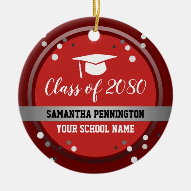 Ornamento De Cerâmica Parabéns de graduação Confetti (Frente)