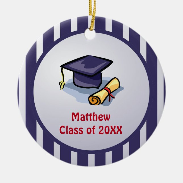 Ornamento De Cerâmica Parabéns de graduação lembram-se do passado (Frente)