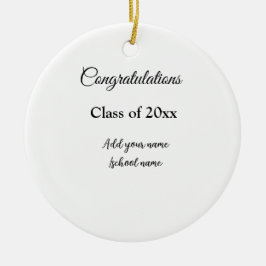 Ornamento De Cerâmica Parabéns de graduação simples, adicionar classes m
