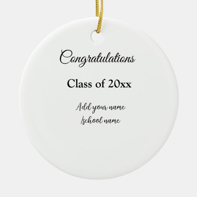 Ornamento De Cerâmica Parabéns de graduação simples, adicionar classes m (Frente)