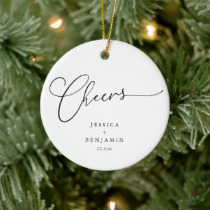 Ornamento De Cerâmica Parabéns Minimal Preto Branco Personalizado Casame