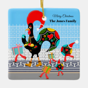 Ornamento De Cerâmica Parada de Natal Festiva do Galo Português