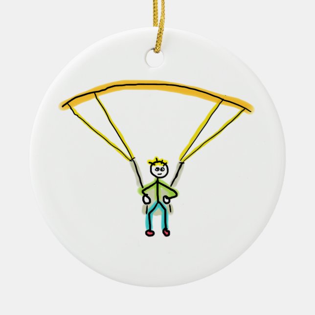 Ornamento De Cerâmica Paragliding Stickman (Frente)