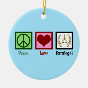 Ornamento De Cerâmica Paralegal Peace Love