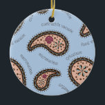 Ornamento De Cerâmica Paramecia Paisley Biology Science Blue<br><div class="desc">Esse design paisley é feito a partir de desenhos de cílios completos paramecia,  vacúolos contráteis em forma de flores e organelas e nomes para partes desse organismo. Perfeito para nerd e fãs de ciência,  esta design engraçada é uma maneira charmosa de introduzir a biologia no dia a dia.</div>