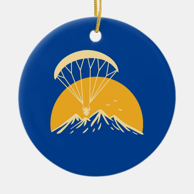Ornamento De Cerâmica Paramotoring Retro (Frente)