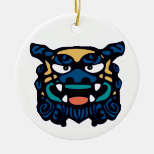 Ornamento De Cerâmica Pares azuis de Shisa