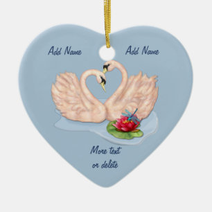 Ornamento De Cerâmica Pares da cisne - personalize