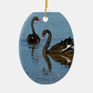 Ornamento De Cerâmica Pares de cisnes pretas
