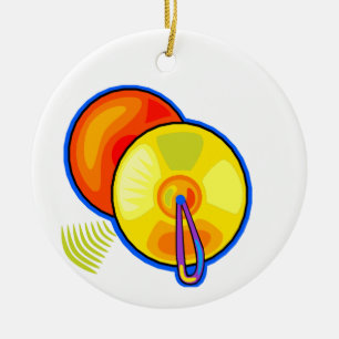 Ornamento De Cerâmica Pares de pratos amarelos esboçados no gráfico az