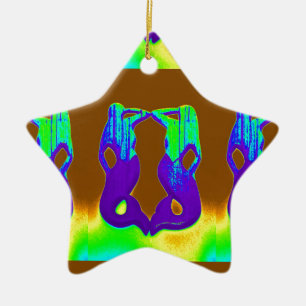 Ornamento De Cerâmica pares de sereias roxas