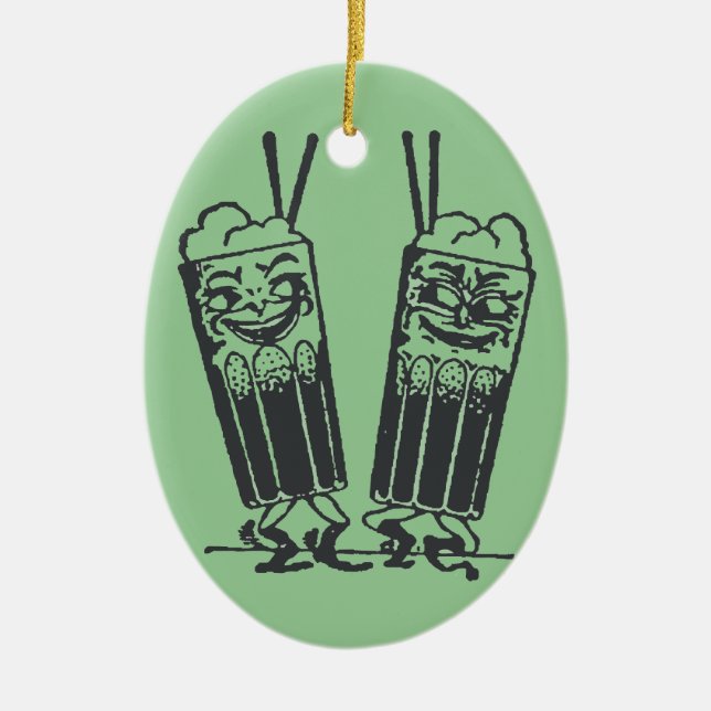 Ornamento De Cerâmica Pares felizes de sodas (Frente)