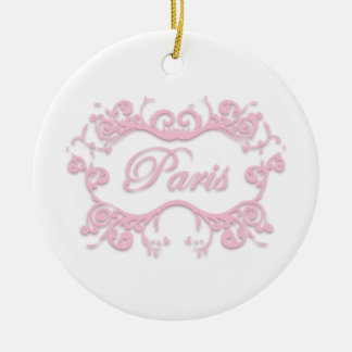 Ornamento De Cerâmica Paris com Scrolls rosa