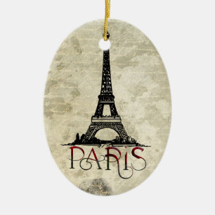 Ornamento De Cerâmica Paris, Eiffel Tower Vintage Natal
