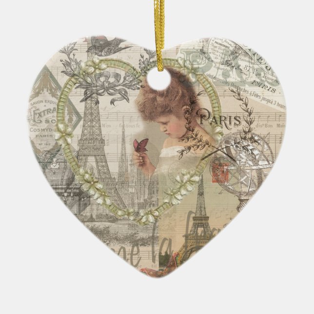 Ornamento De Cerâmica Paris France Sweet Art Painting Design Pretty (Frente)