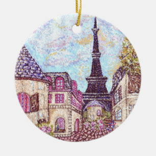 Ornamento De Cerâmica Paris inspired pointillism ornament Kristie Hubler