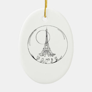 Ornamento De Cerâmica paris numa bola de vidro
