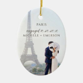Ornamento De Cerâmica Paris Proposal Engagement Photo keepsake
