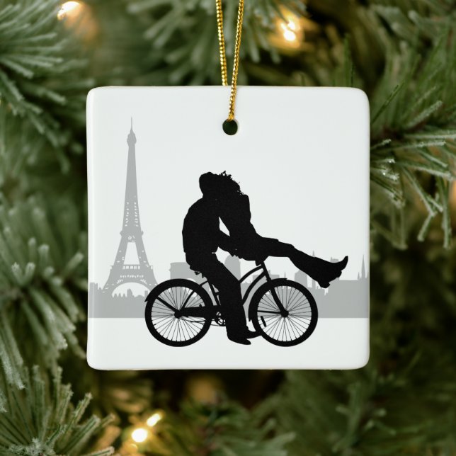 Ornamento De Cerâmica Paris Skyline Eiffel Tower Casal Amor Natal (Árvore)