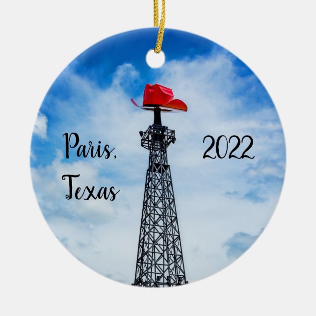 Ornamento De Cerâmica Paris, Texas - Red Cowboy Hat Ornament (Frente)