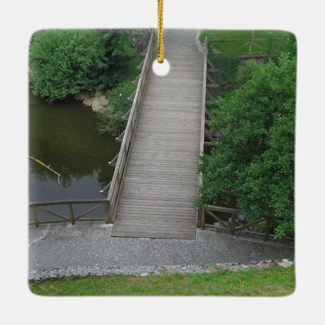 Ornamento De Cerâmica Parque de Fotografia Natural Árvores Verdes (Verso)