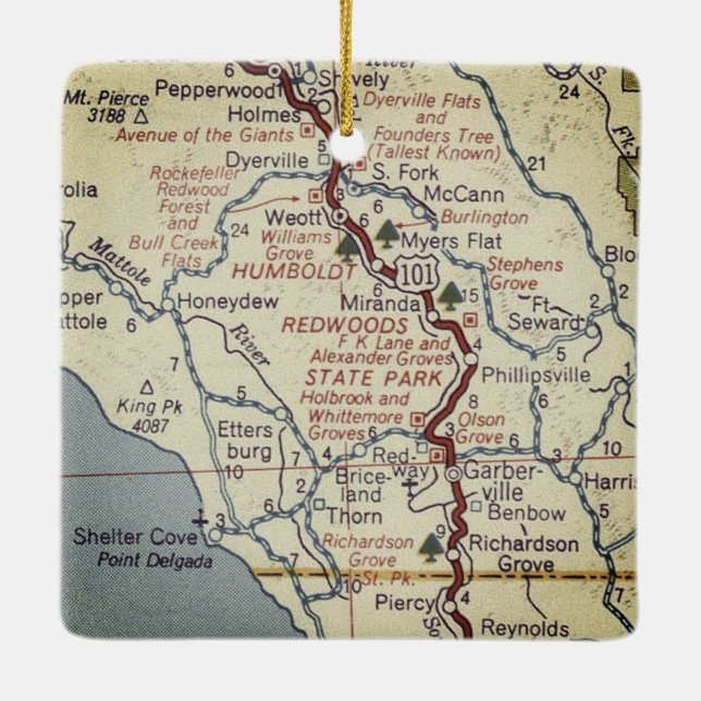 Ornamento De Cerâmica Parque Estadual de Humbolt Redwood (Verso)