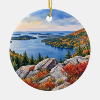 Ornamento De Cerâmica Parque Nacional Acadia Maine Aquarela