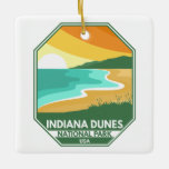 Ornamento De Cerâmica Parque Nacional de Indiana Dunes - Retro Emblem mí<br><div class="desc">Indiana Dunes vetor trabalho de arte design. O parque é um parque nacional dos Estados Unidos localizado no noroeste de Indiana gerido pelo National Park Service.</div>