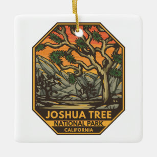 Ornamento De Cerâmica Parque Nacional de Joshua Tree Sunset Retro Emblem