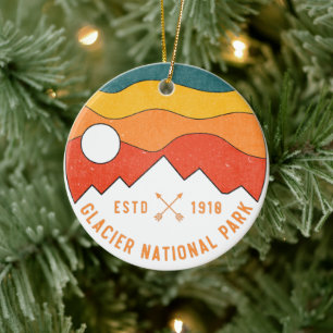 Ornamento De Cerâmica Parque Nacional do Glaciar Vintage Montana Souveni