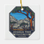 Ornamento De Cerâmica Parque Nacional do Joshua Tree - Emblem<br><div class="desc">Trabalho de arte de vetor de Árvore Joshua. O parque é nomeado para os joshua tortuosos e cerrados da região,  o parque estende o deserto do Colorado pontilhado de cacto e o deserto de Mojave.</div>