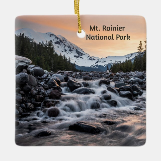 Ornamento De Cerâmica Parque Nacional do Mt. Rainier Souvenir (Frente)
