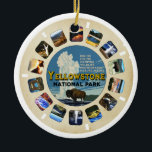 Ornamento De Cerâmica Parque Nacional do Retro Vintage Yellowstone Souve<br><div class="desc">Yellowstone National Park Souvenir Gift Roupa para visitantes de parques, turistas, baby boomers, presentes de férias de família ou qualquer pessoa que ama os keepsakes retrógrados do parque nacional. Vintage inspirou um design de rolo fotovisualizador com imagens do Parque Nacional Yellowstone. Retro estereoscópio, visualizador de imagens 3D, lembra nostalgia divertida...</div>