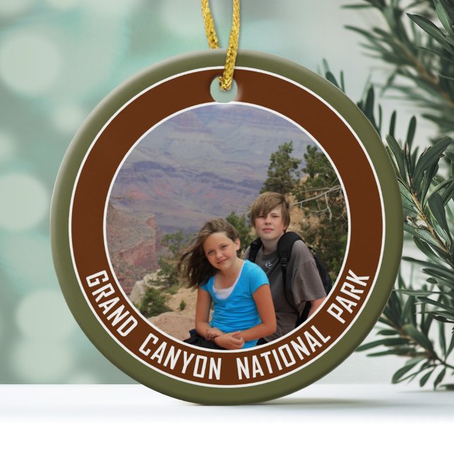 Ornamento De Cerâmica Parque Nacional Grand Canyon Souvenir (Personalized Christmas Photo Ornament)