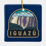 Ornamento De Cerâmica Parque Nacional Iguazu Argentina Viagem Art Vintag<br><div class="desc">Design de arte vetorial do Parque Nacional Iguazu. No parque do rio Iguazú,  as famosas cataratas do Iguazú abarcam muitas cascatas separadas,  incluindo a icônica Garganta del Diablo ou "Throat do Diabo".</div>