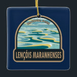 Ornamento De Cerâmica Parque Nacional Lencois Maranhenses Brasil Vintage<br><div class="desc">Lencois Maranhenses National Park vetor art design. É conhecida por sua vasta paisagem desértica de dunas brancas e altas e lagunas sazonais de água da chuva.</div>