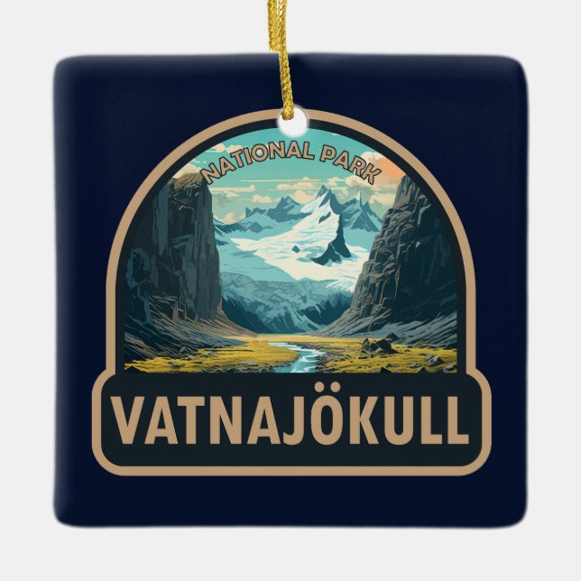 Ornamento De Cerâmica Parque Nacional Vatnajokull, Islândia Viagem Vinta (Frente)