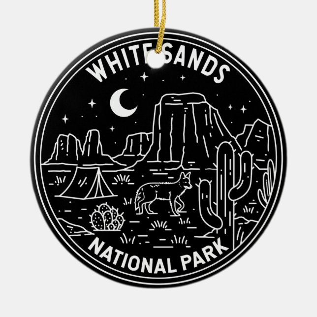 Ornamento De Cerâmica Parque Nacional White Sands Novo México Monoline (Frente)