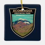 Ornamento De Cerâmica Parque Provincial da Aconcagua Viagem Vintage, Arg<br><div class="desc">Parque Provincial de Aconcagua num estilo de arte vetorial. É o lar do Monte Aconcagua,  o pico mais alto da América do Sul,  com capas de neve.</div>