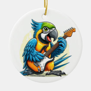Ornamento De Cerâmica Parrot Rock Music