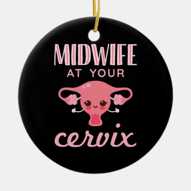 Ornamento De Cerâmica Parteira No Seu Cervix Midwifery (Frente)