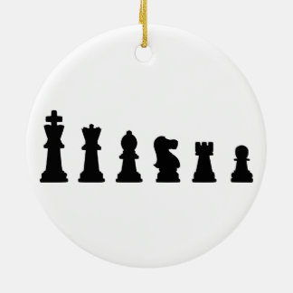 Ornamento De Cerâmica Partes de xadrez pretas no branco